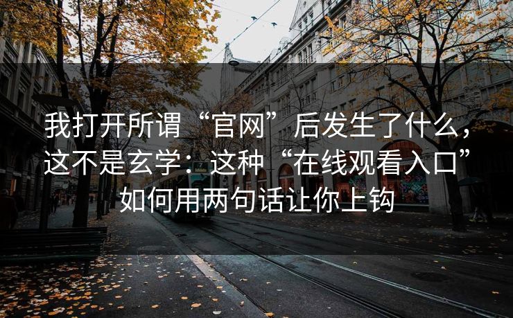 我打开所谓“官网”后发生了什么，这不是玄学：这种“在线观看入口”如何用两句话让你上钩