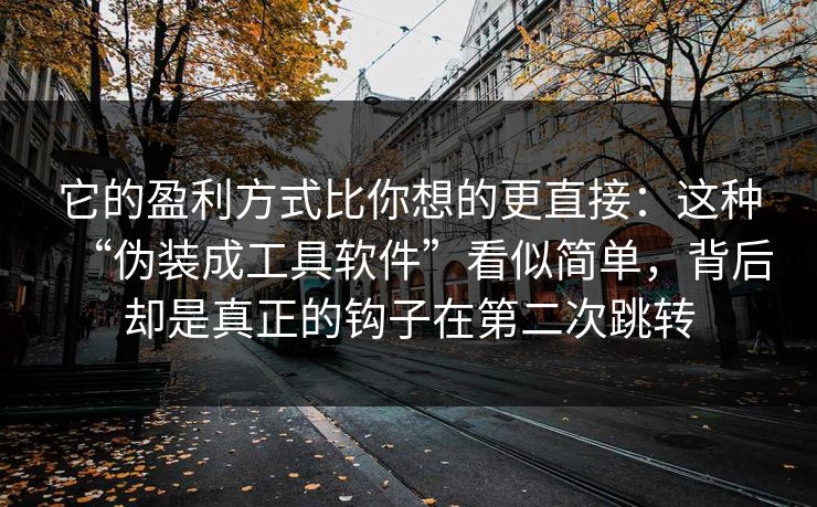 它的盈利方式比你想的更直接：这种“伪装成工具软件”看似简单，背后却是真正的钩子在第二次跳转