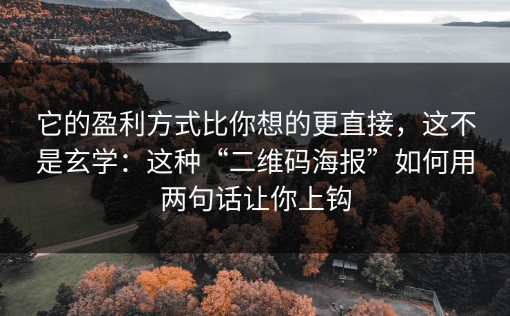 它的盈利方式比你想的更直接，这不是玄学：这种“二维码海报”如何用两句话让你上钩