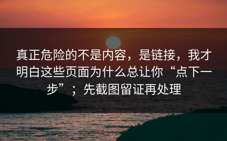 真正危险的不是内容，是链接，我才明白这些页面为什么总让你“点下一步”；先截图留证再处理