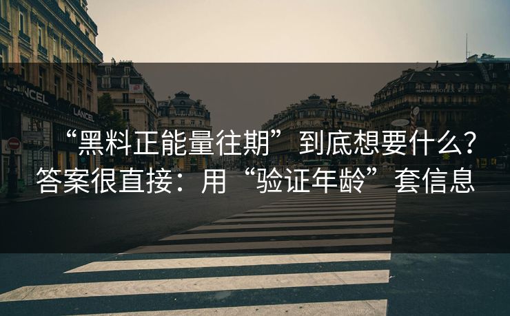 “黑料正能量往期”到底想要什么？答案很直接：用“验证年龄”套信息