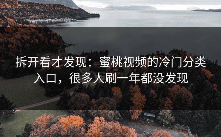 拆开看才发现：蜜桃视频的冷门分类入口，很多人刷一年都没发现